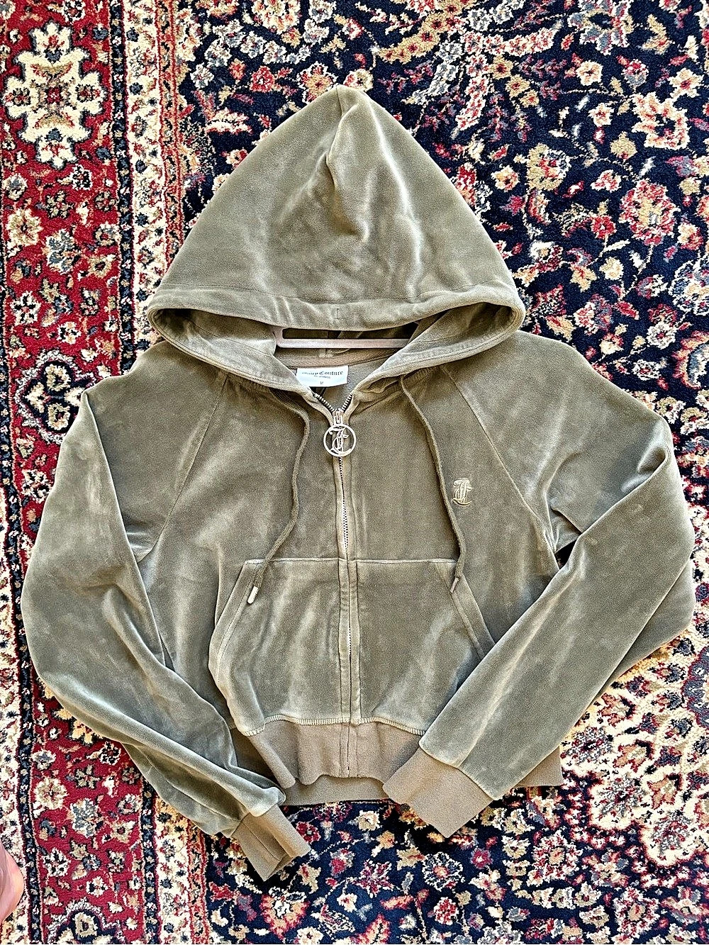 Juicy Couture Velour Bling Zip Hoodie Green Size Medium